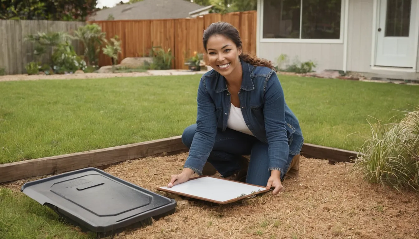 A provider and homeowner reviewing an estimate near a septic tank lid